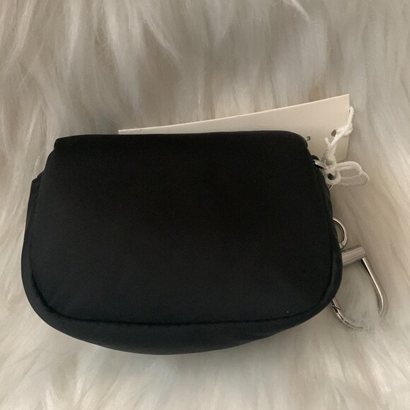 TORY BURCH Britten Nylon Puffy Card & Coin Case with Key Ring in Black - Picture 3 of 4